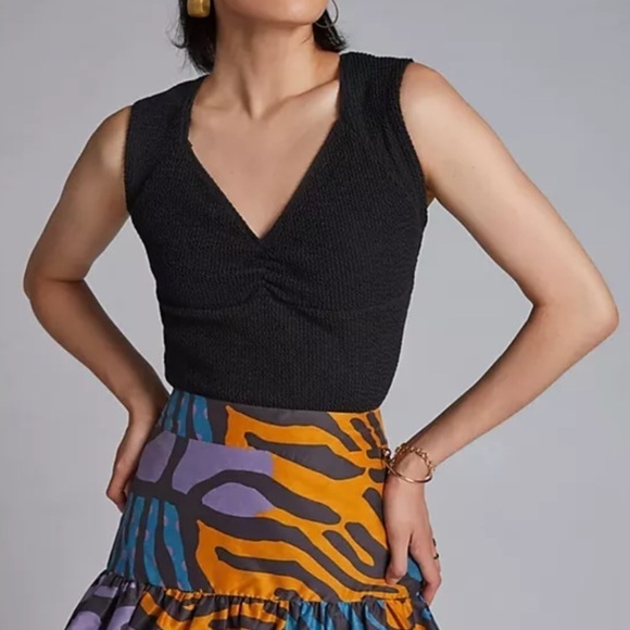 Anthropologie Tops - NWT Anthropologie Maeve Gathered Textured Sweetheart Top in Black